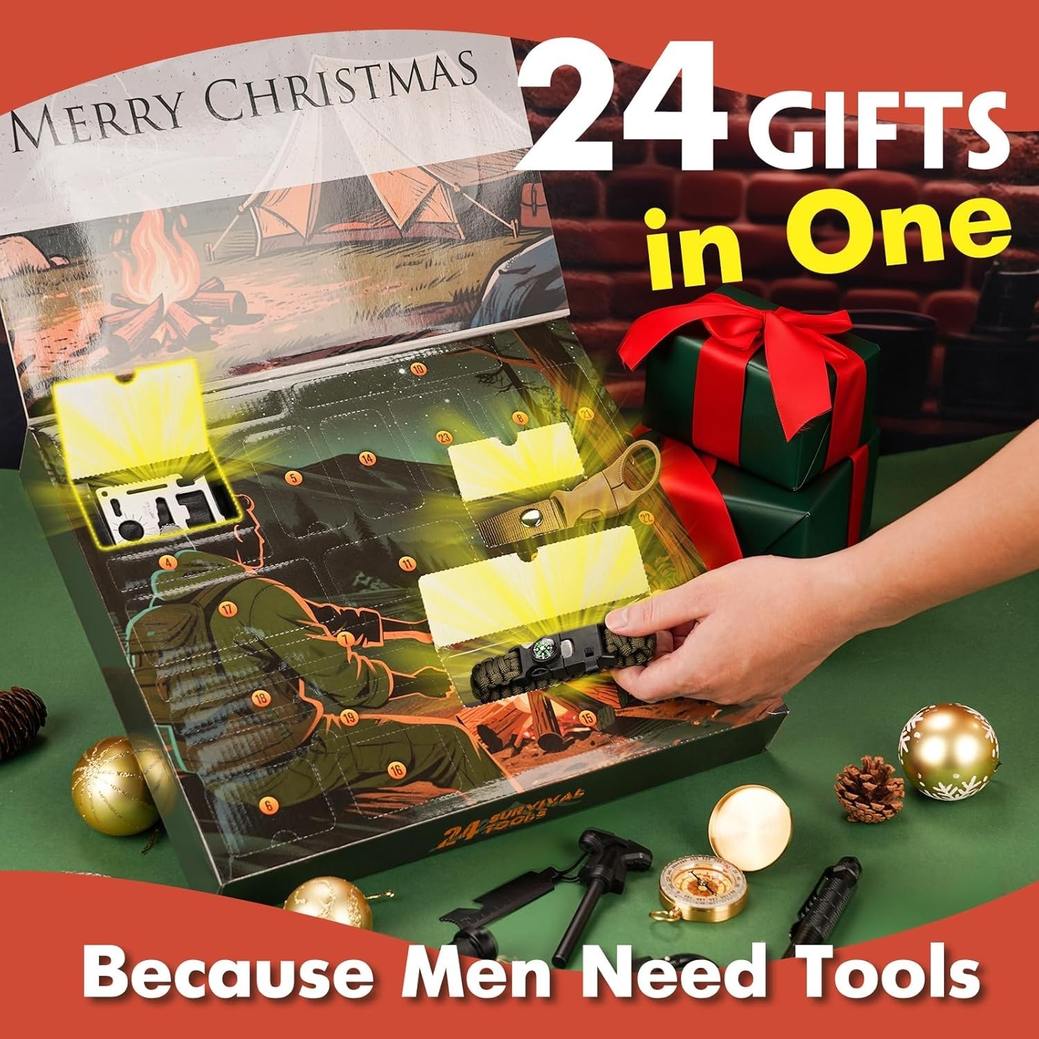 24-in-1 Survival Kit Advent Calendar 2025 – Perfect Gift for Men & Teens