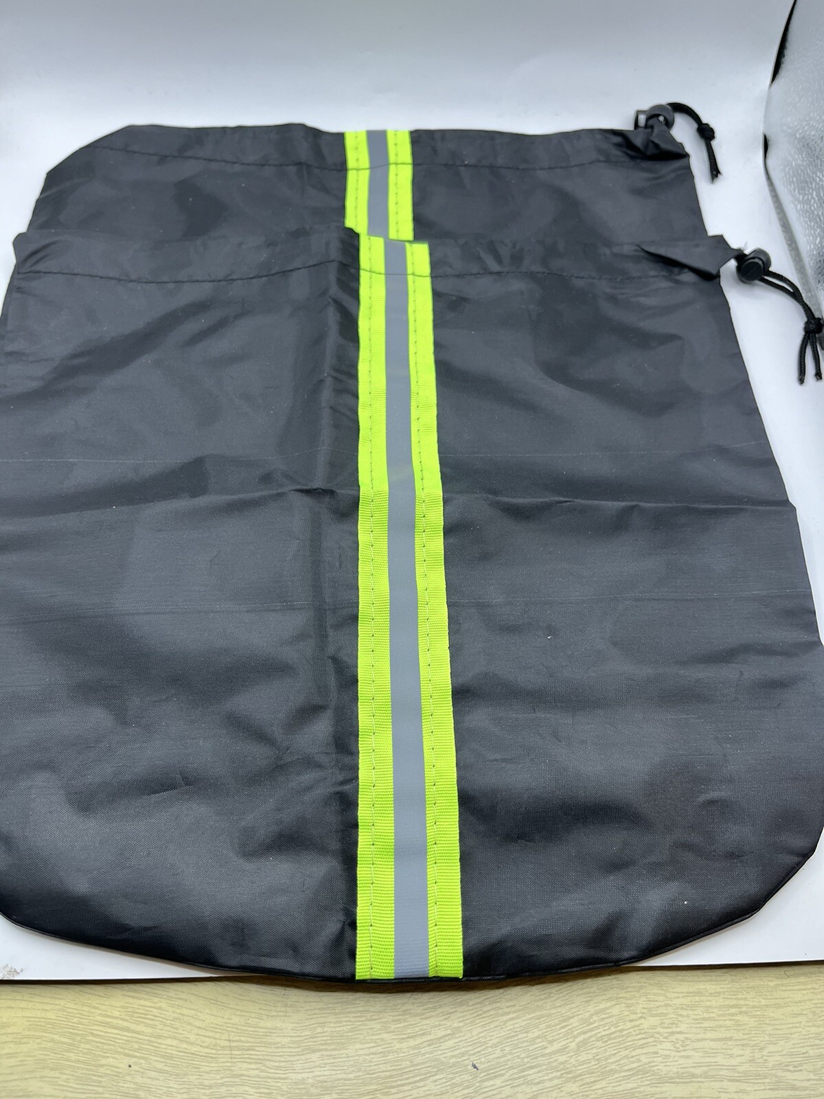 2X Drawstring Bag | Black With Yellow Reflective Strip 🧳 | 12 X 12.5 in