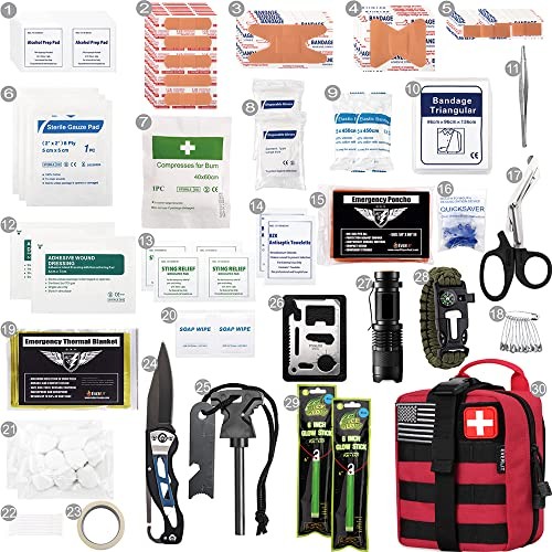 250 Pieces Survival First Aid Kit IFAK EMT Molle Pouch Survival Kit Outdoor Gear