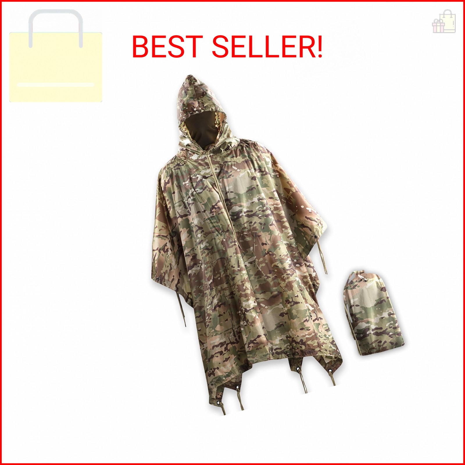 M-Tac Tactical Rain Poncho – Army Military Poncho Shelter – Waterproof Ripstop C