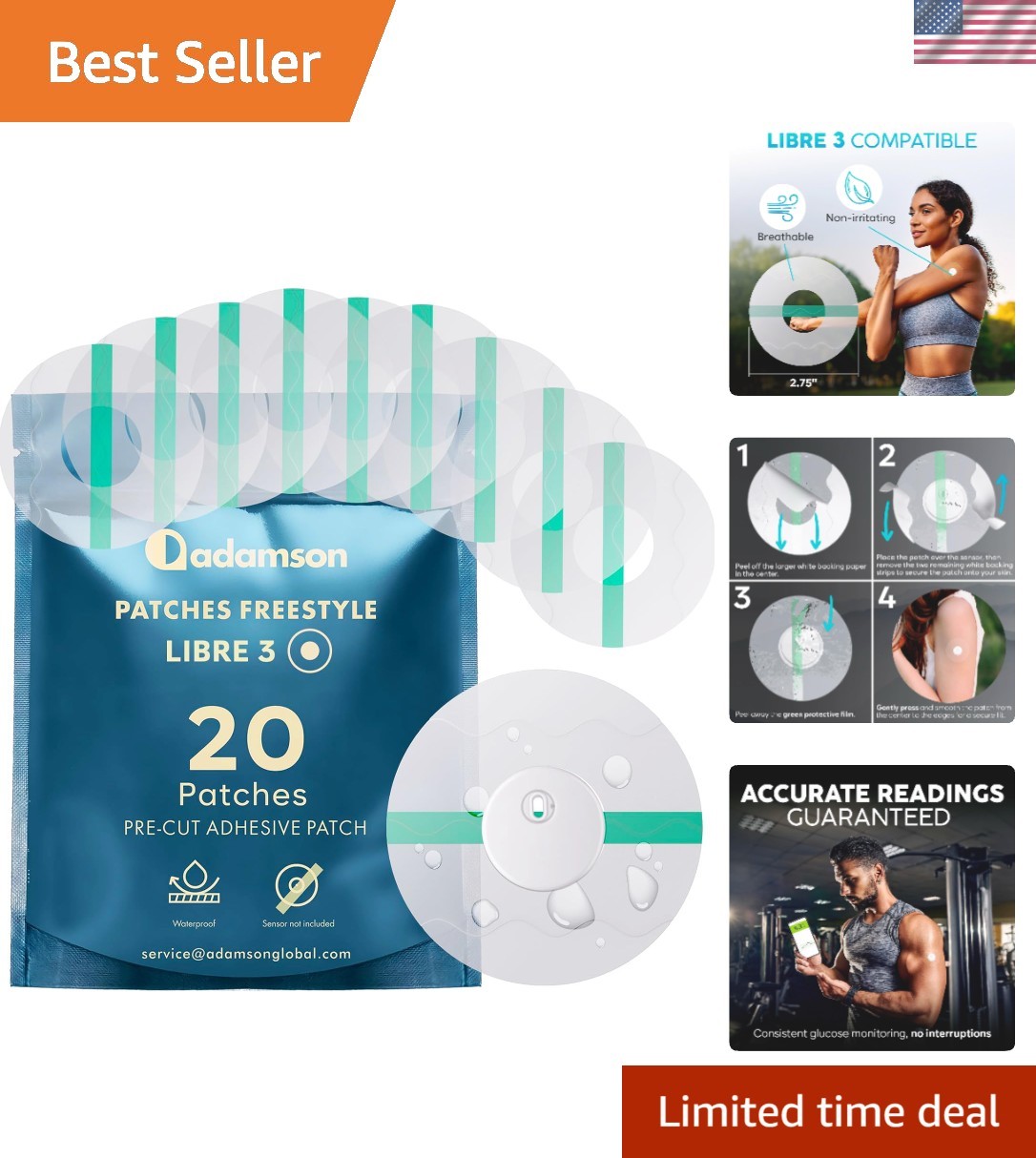 Transparent 20-Pack Freestyle Libre 3 Sensor Covers – Ideal for Sports & Water
