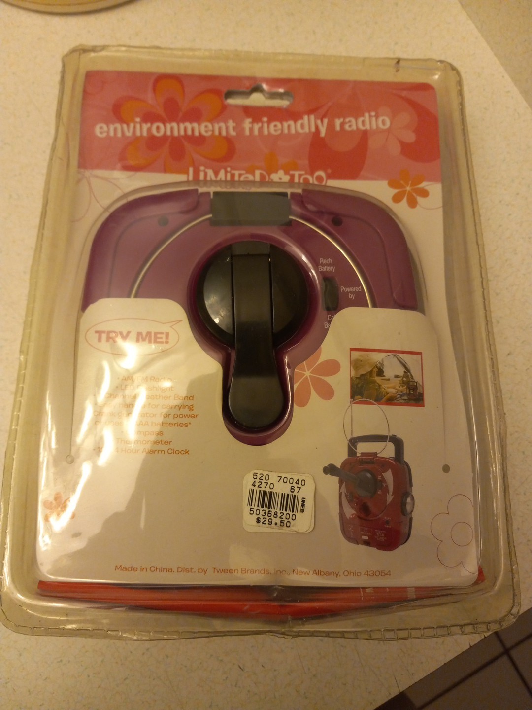 Limited Too – NEW Weather Band Radio Emergency Power Generator Sealed Pack