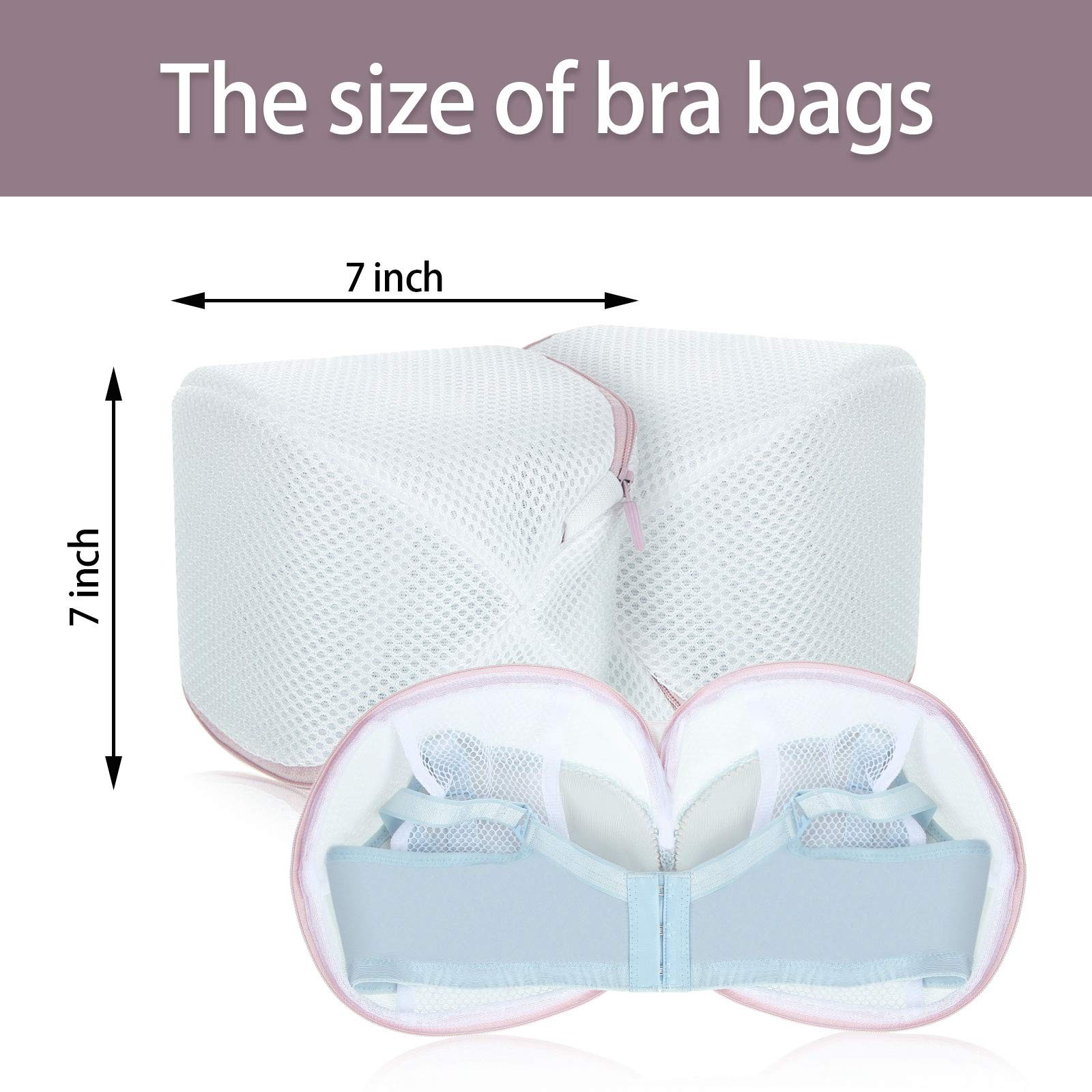 Shappy 6 Pieces Bra Washing Bag for Laundry Mesh Wash 7.87 Inch, Pink