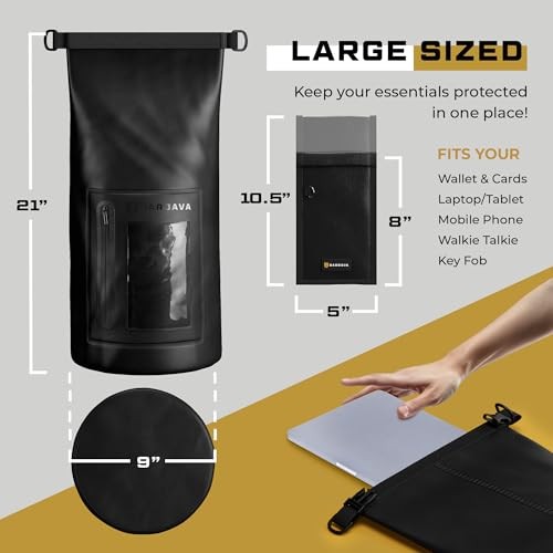Faraday Bag, Military Grade Shield Bag, Waterproof EMP Cage, Dry Bag for