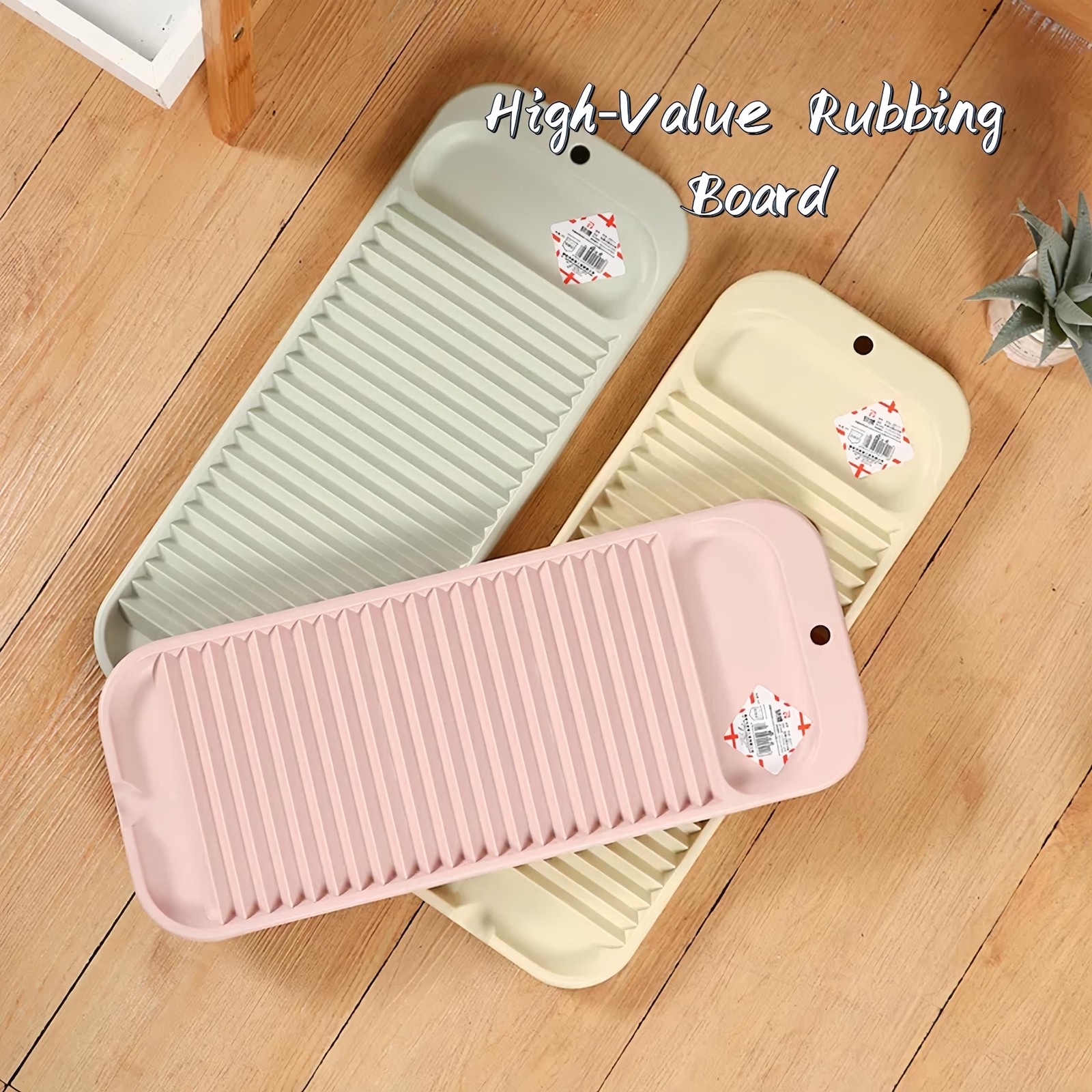Cansybil Non-Slip Laundry Washing Board, 17.5 x 7.08 x 0.86 inches, Pink