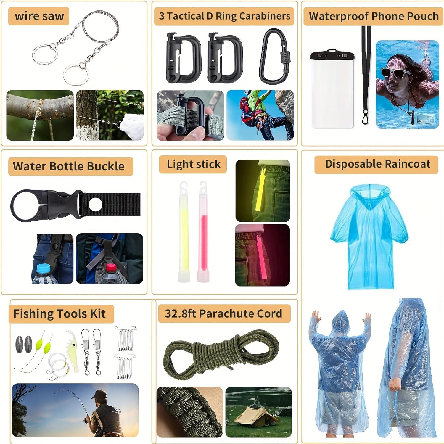 252-Piece Survival Gear Kit with Molle Bag and Emergency Tent for Outdoor Use