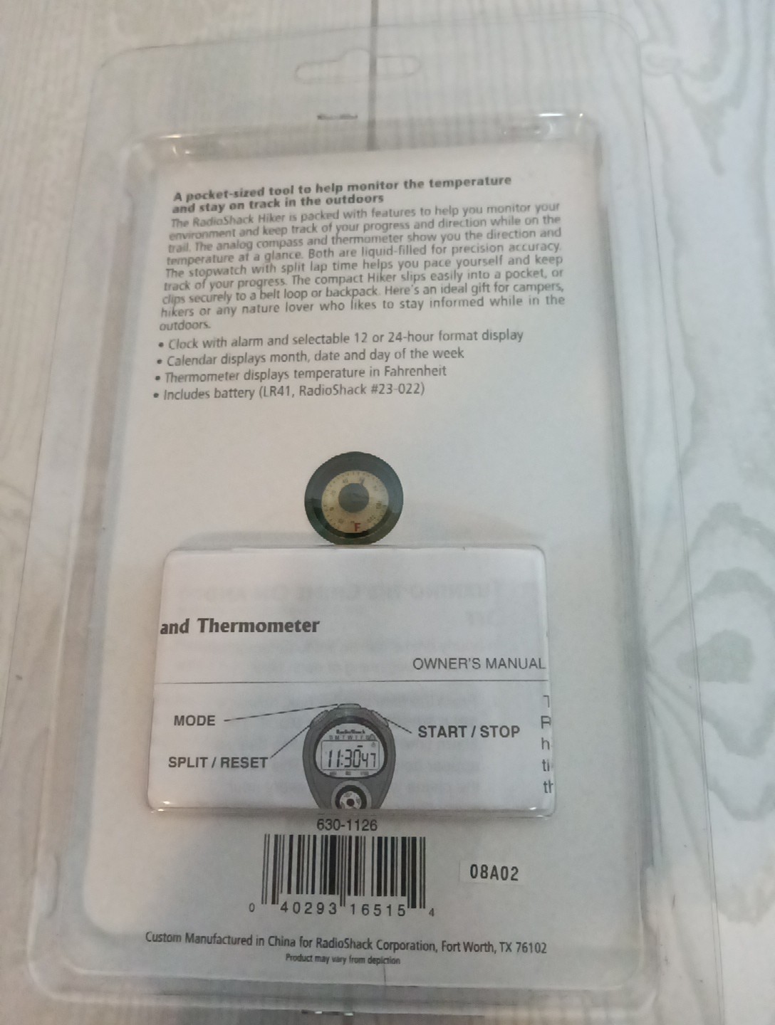 Vintage RadioShack Hiker Thermometer/Stopwatch/Compass Device NOS New/Sealed