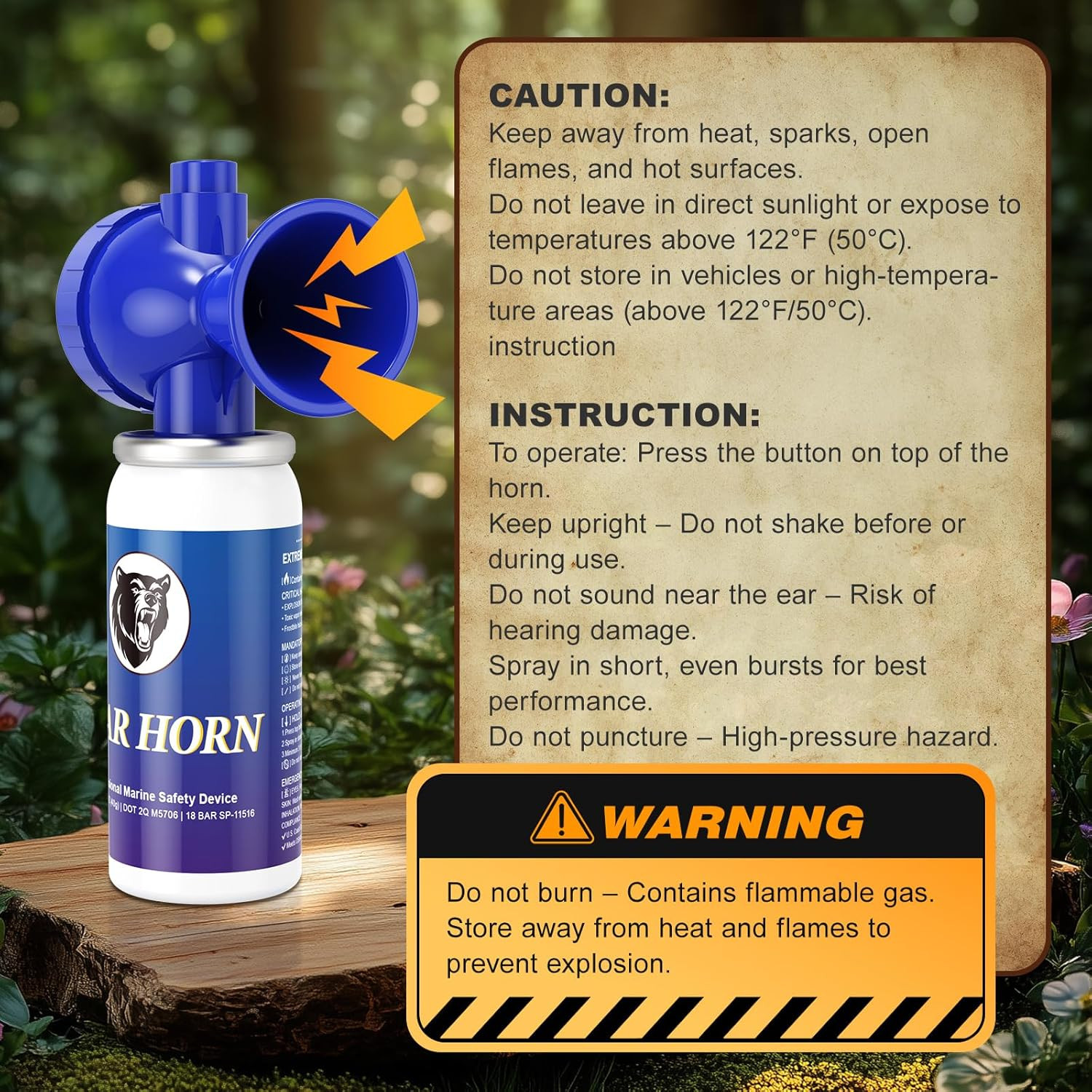 Nicehill 2 Pack Bear Horn, 122dB Loud Bear Horns to Scare Bear, Handheld Air Hor