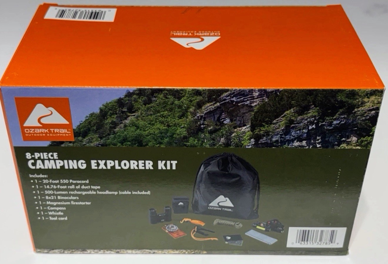 Ozark Trail 8-Piece Survival Kit Black Headlamp Binoculars Firestarter