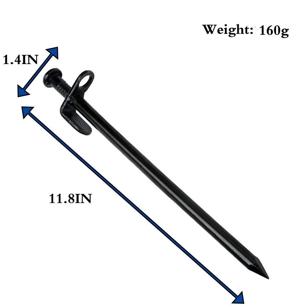 IUMÉ 10-Pack Tent Stakes, Black / 11.8inch 11.8 Inch x 1.4 Inch, 10-PACK