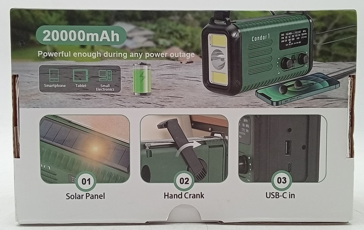 20000mAh/ 74000mWh Hand Crank Emergency Radio AM/FM/NOAA Weather