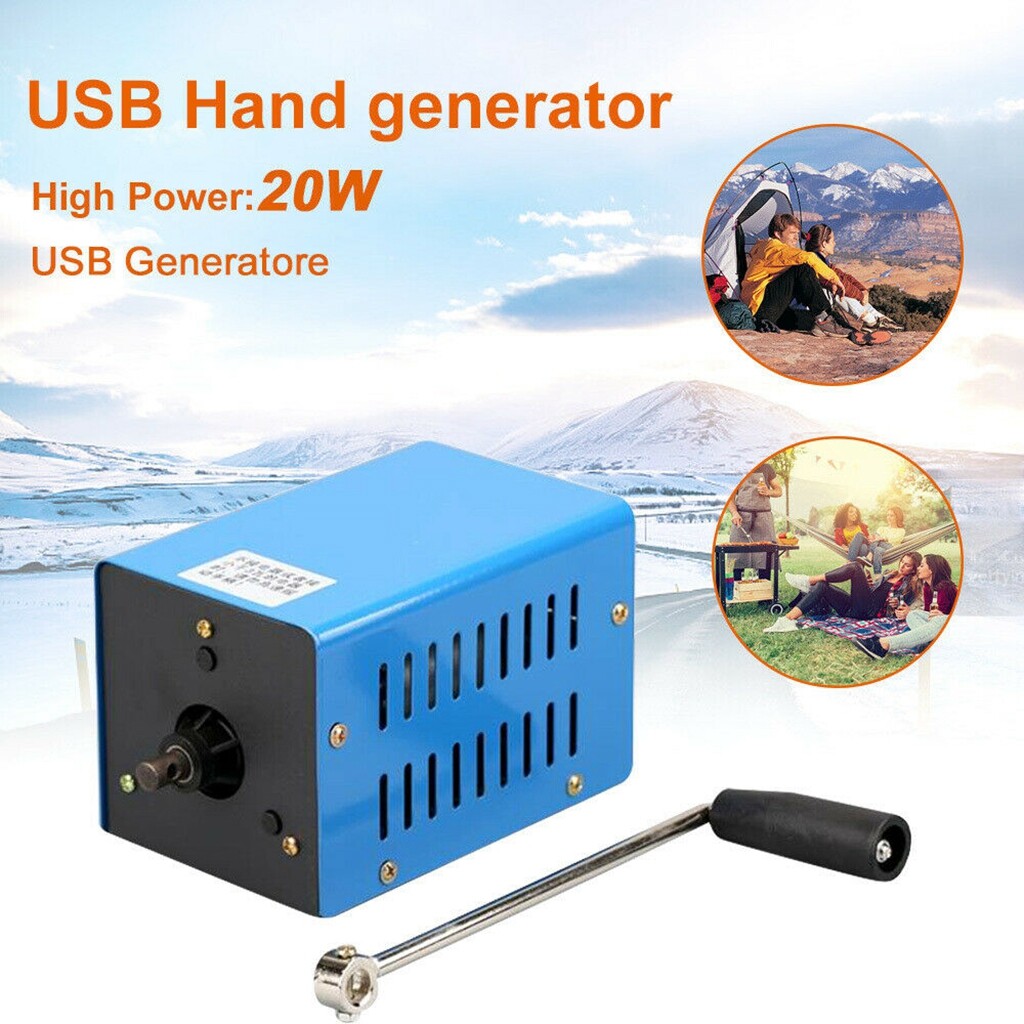 Portable 20W Hand Crank Generator Emergency Charger Camping Outdoor Survival