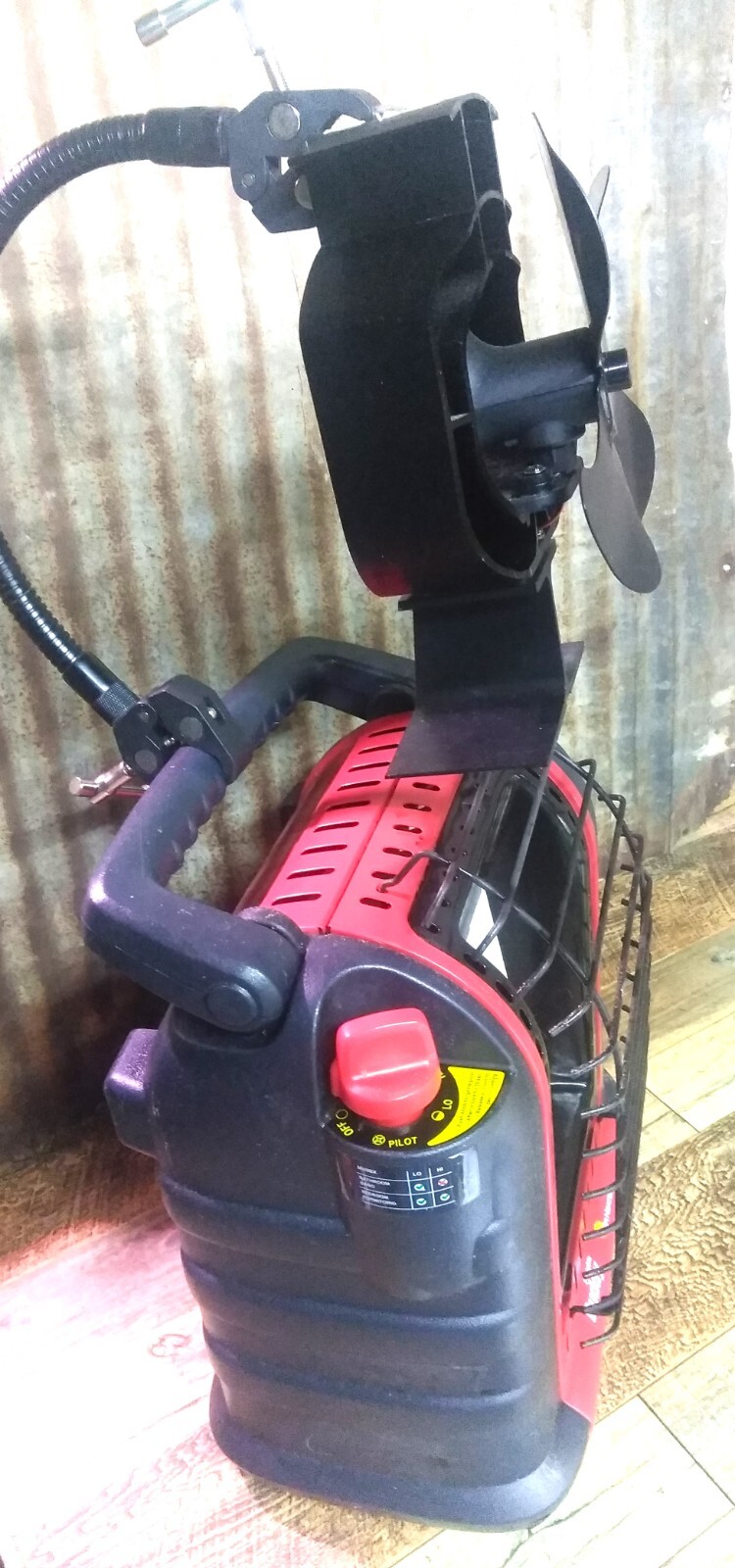 Mr. Heater “Buddy” Single Tank Wood Stove, Heat Powered Fan Mount. Custom Built.