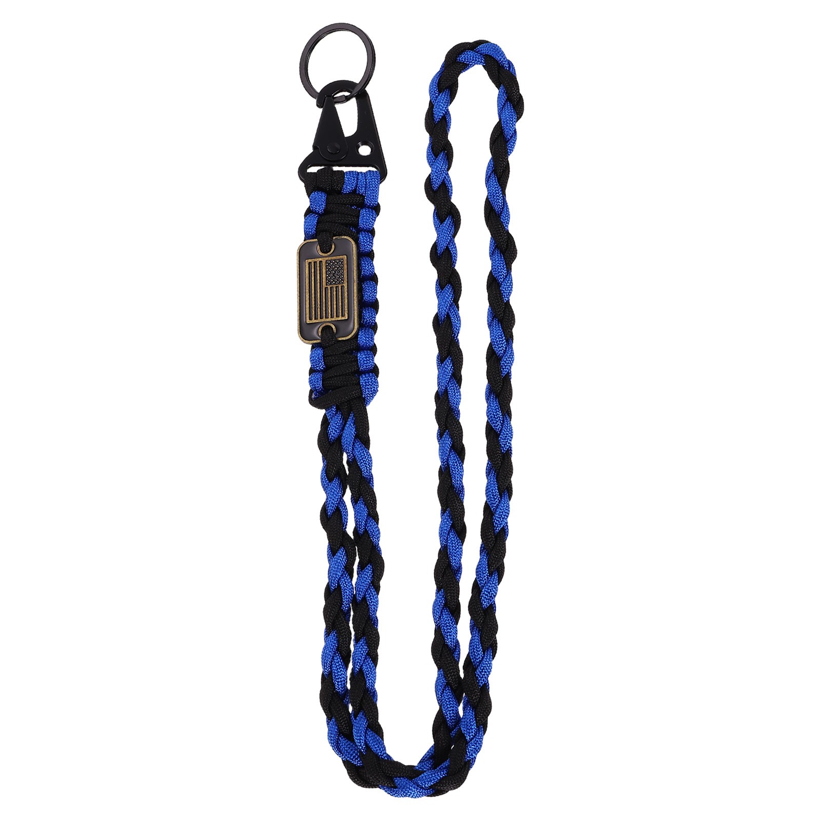 Paracord Lanyard, Strong Lanyard with USA Flag, Blue