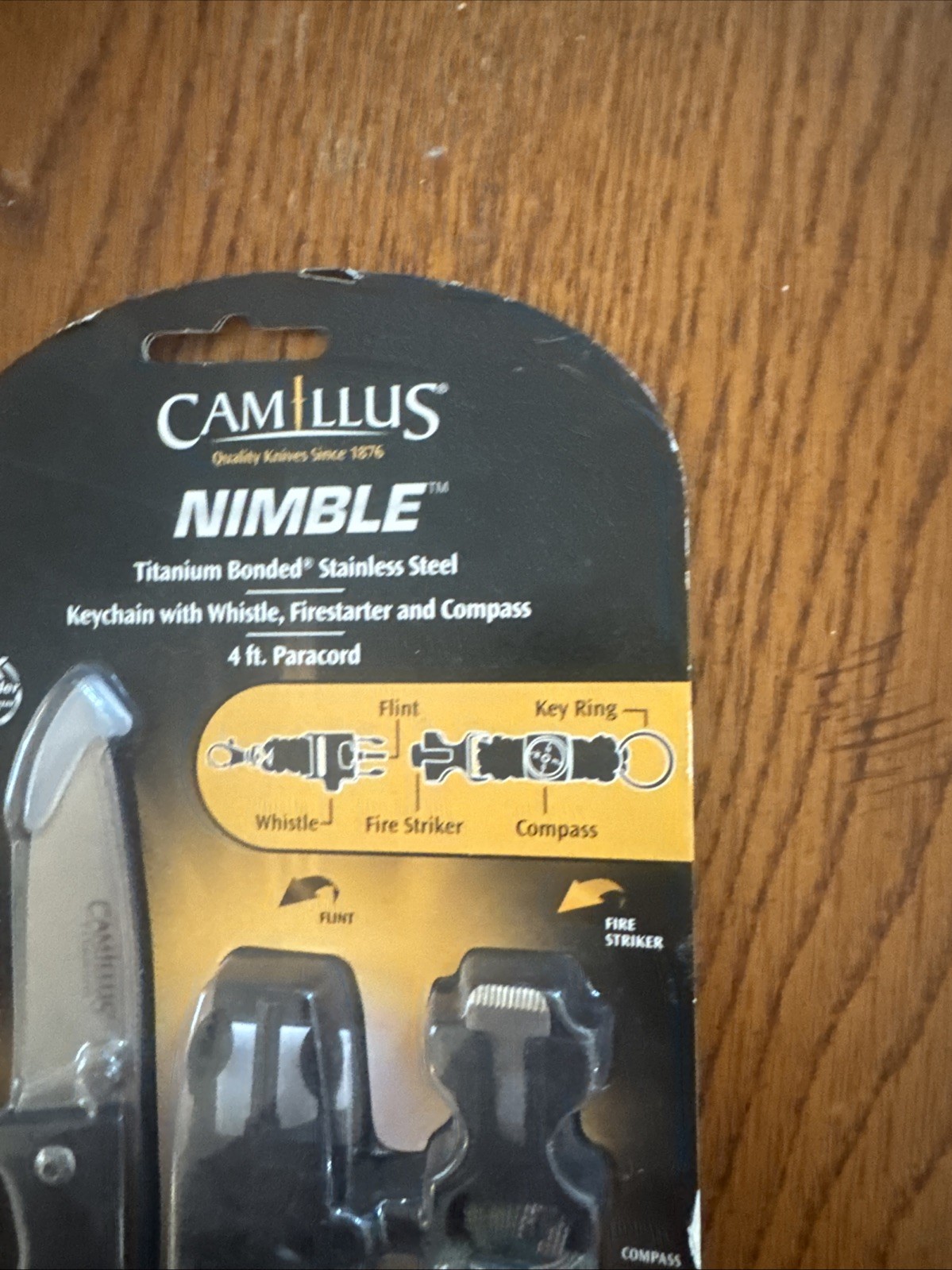 Camillus Nimble 6.5″ Survival Knife Set Keychain Whistle Compass Firestarter
