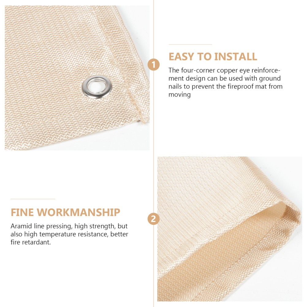 Fiberglass Fire Blanket Outdoor Rug 4×6 Heat Insulation Mat Khaki for Safety