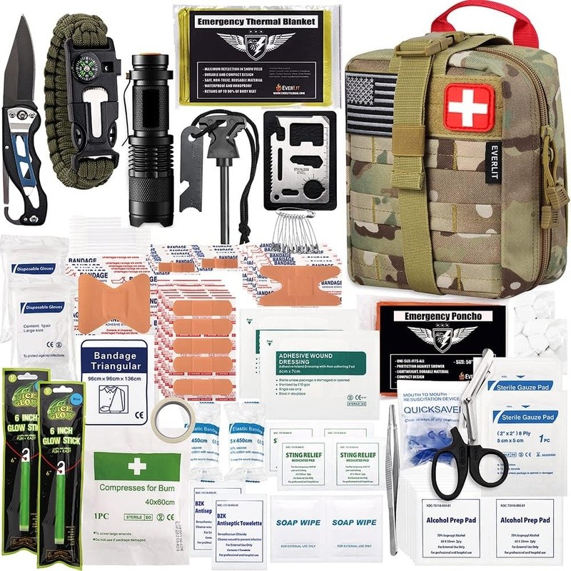 250 PCS First Aid Survival Kit Portable Emergency Gear Outdoor Activities New