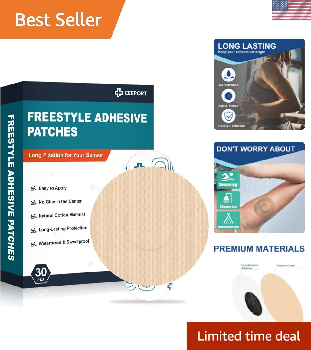 30 Pack Freestyle Adhesive Patches, Sensor Covers Intended for Freestyle Libr…