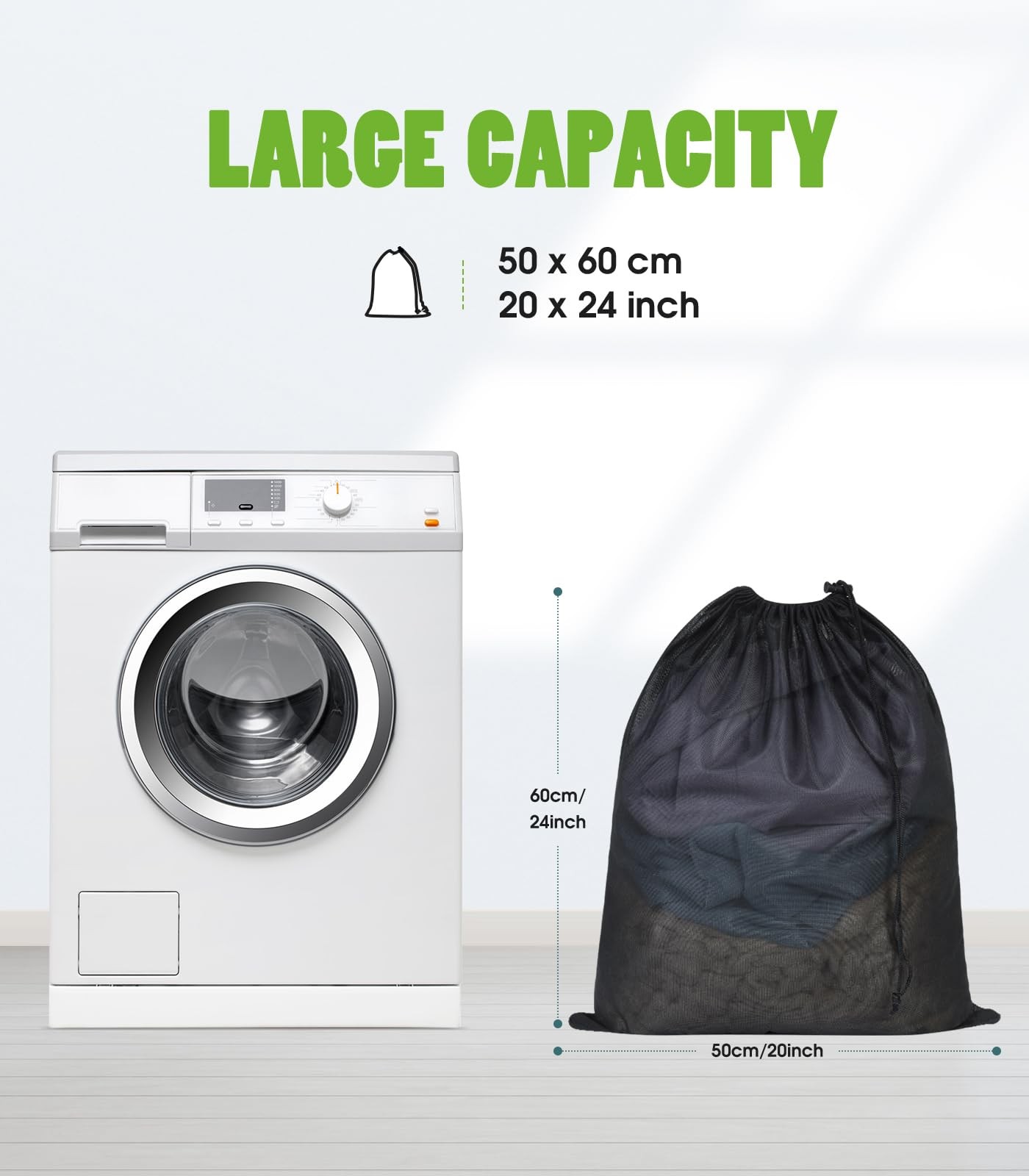 OTraki 20×24 inch Mesh Laundry Bags 2 Pack Fine 20 x 24 inch, Black