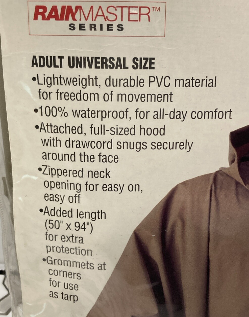New Stearns 100% Waterproof Rainmaster Series Universal Adult Tan Poncho S-1