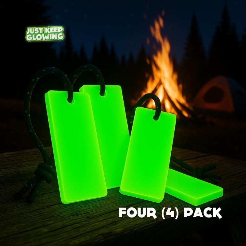 1 set 4 pcs Glow in Dark Emergency Light Reusable Survival Camping Handmade USA