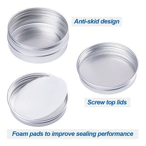 30 Pack Tin Cans Screw Top Round Metal Lip Balm Tins Containers With Lids 1oz