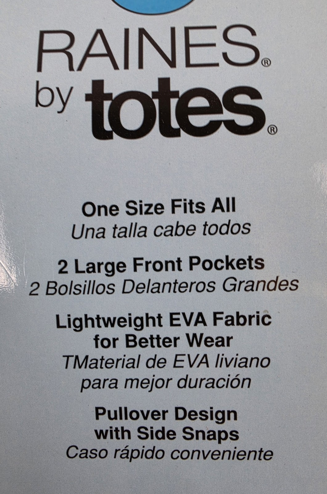Raines By Totes Adult Raincoat One Size Fits All New In Original Packaging White