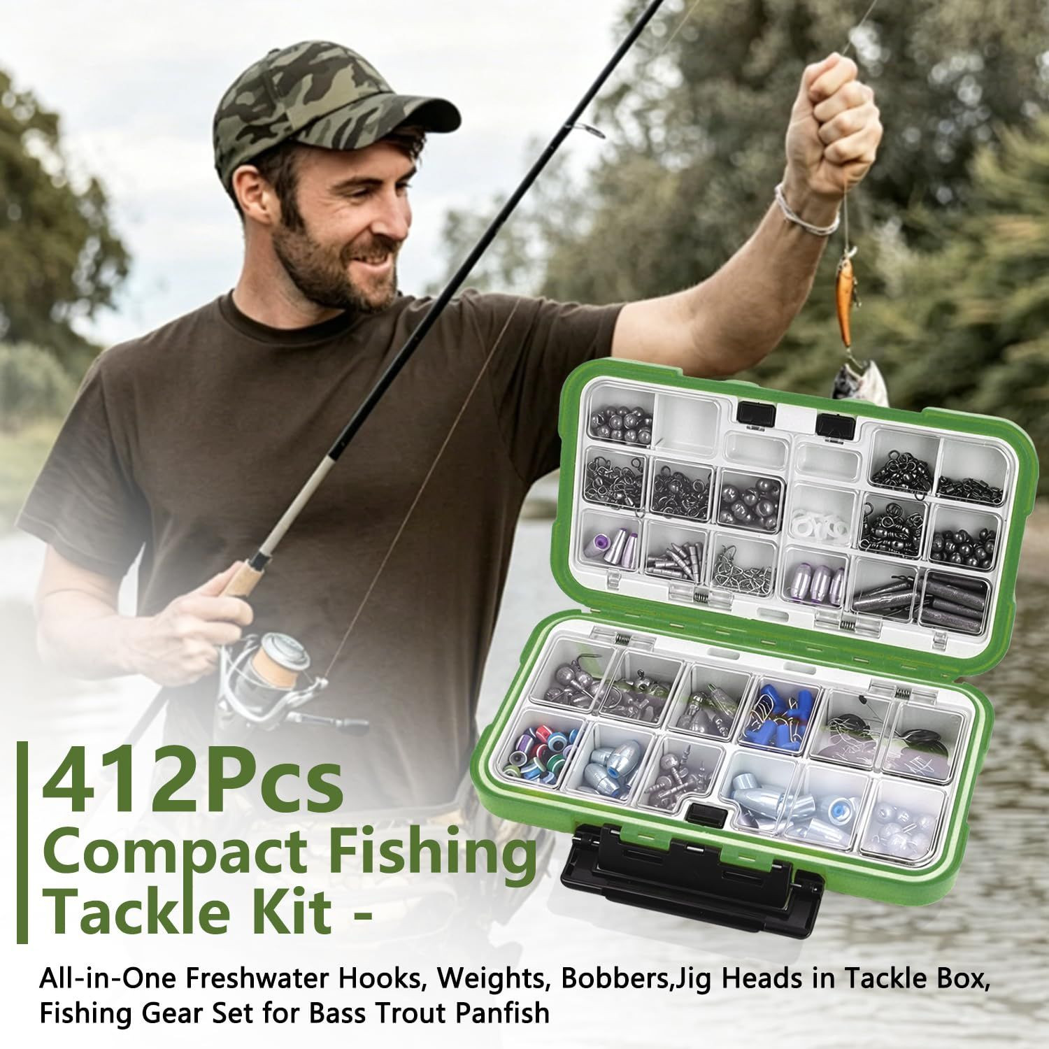 412Pcs Fishing Tackle Kit with Box,Complete Terminal orange