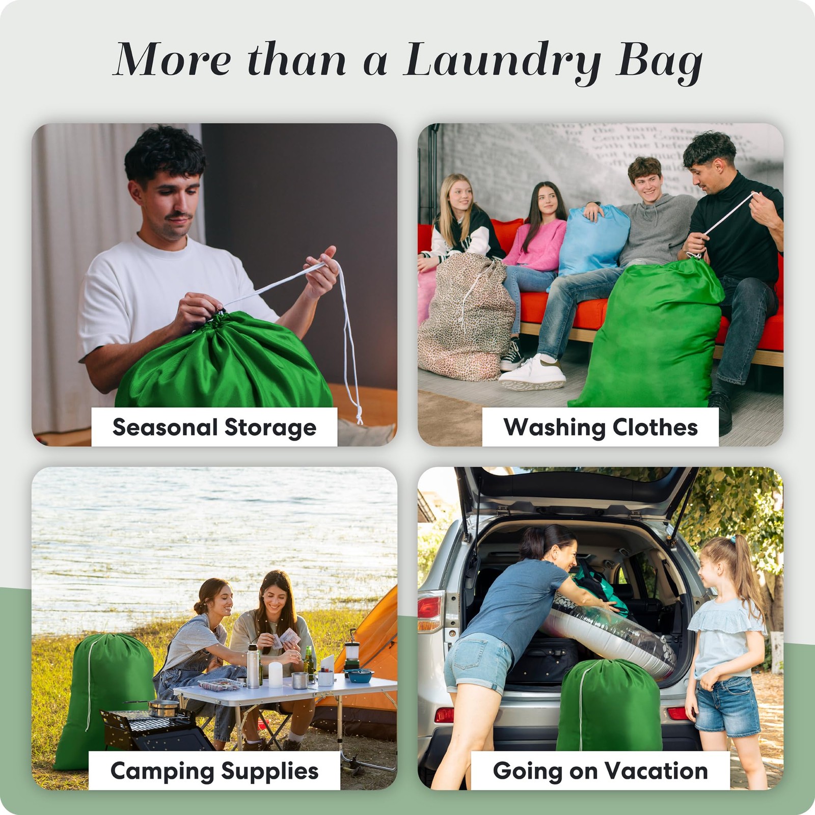 Handy Laundry Nylon XL – Large Capacity with 30″ x 40″ | 2-PACK, Green