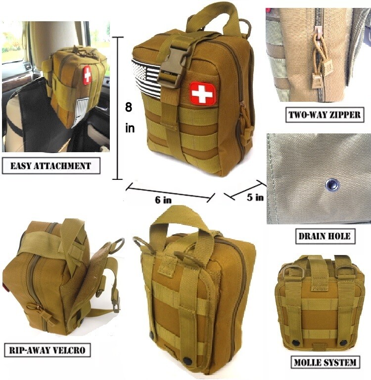 251 Pcs First Aid Kits For Emergency Trauma Military Survival Travel IFAK Khaki