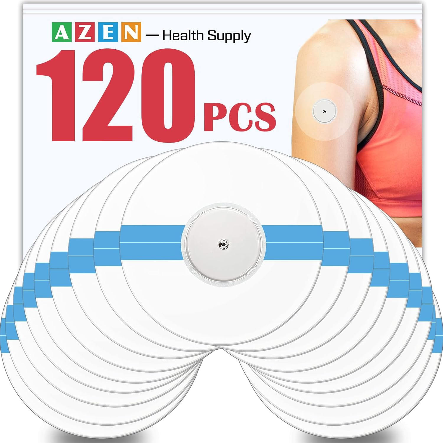 120 Pack Freestyle Sensor Covers for Libre 2, Adhesive Patches Waterproof, Wa…