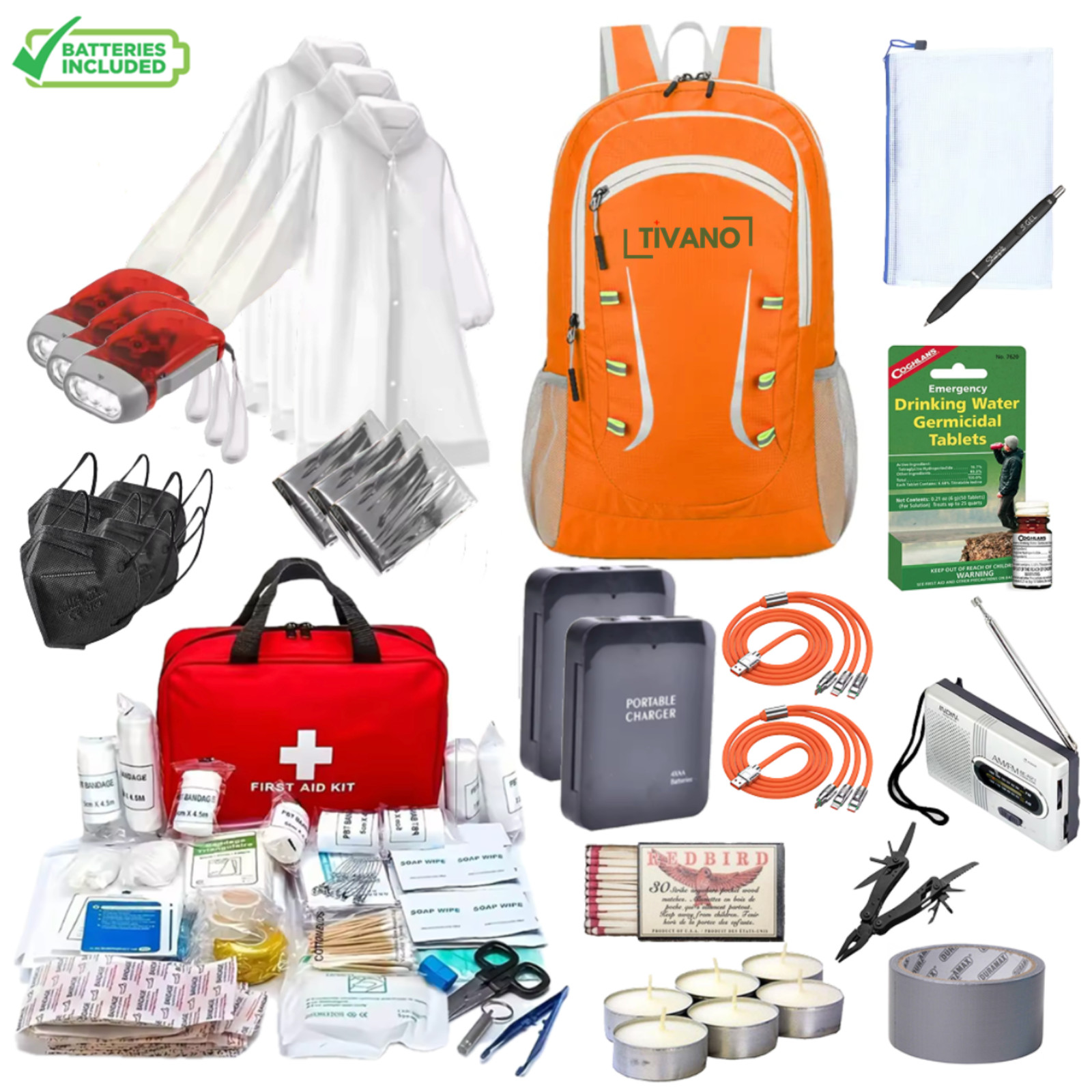 Emergency Preparedness Kit (3 people), for Earthquake, Wildfire, Flood