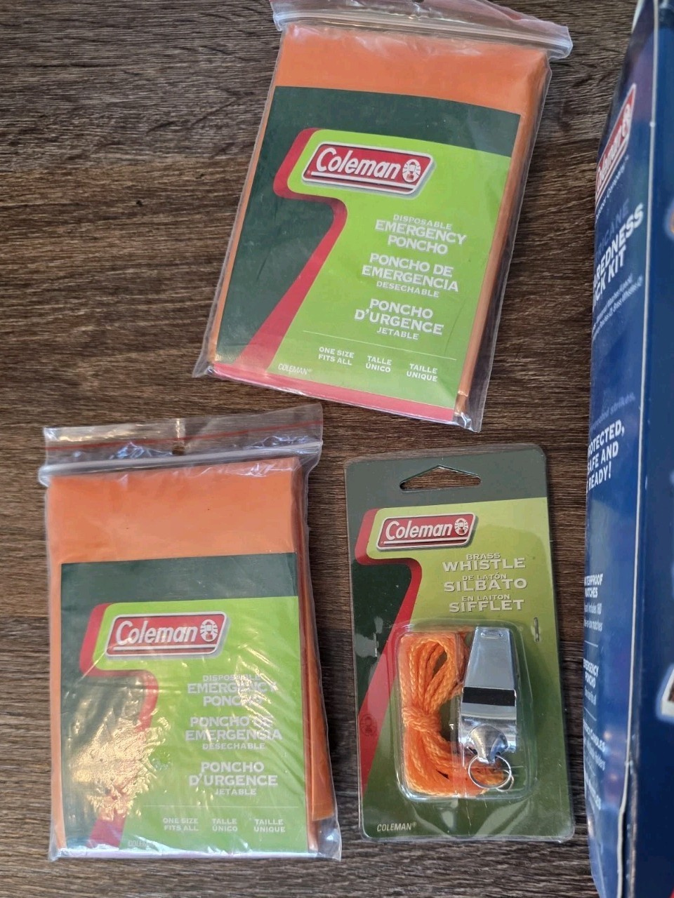 Coleman Storm Emergency Survival Kit & Extra Candles Whistle Ponchos