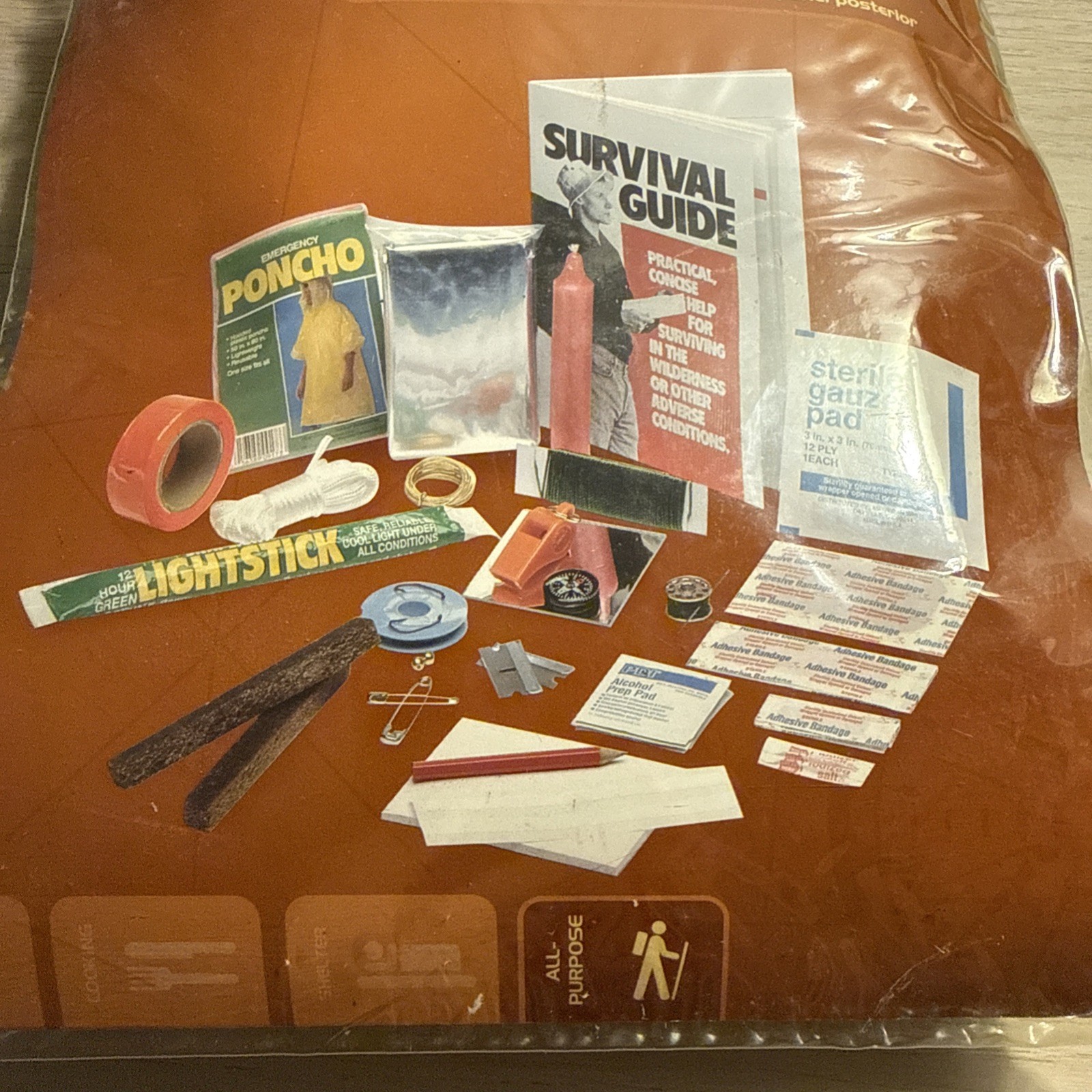 Vintage Ozark Trail 46-Piece Survival Kit – Emergency First Aid & Gear – Orange