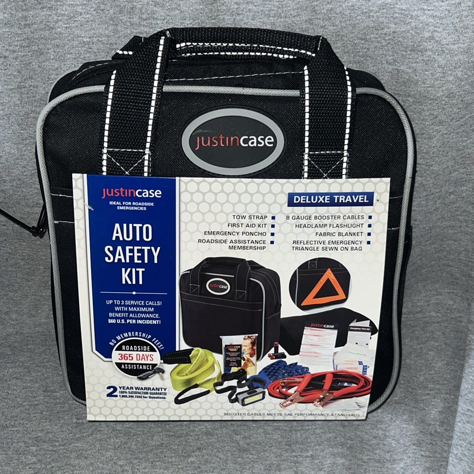 Deluxe Travel Safety Kit Black – Justin Case Auto Safety Roadside Assistance