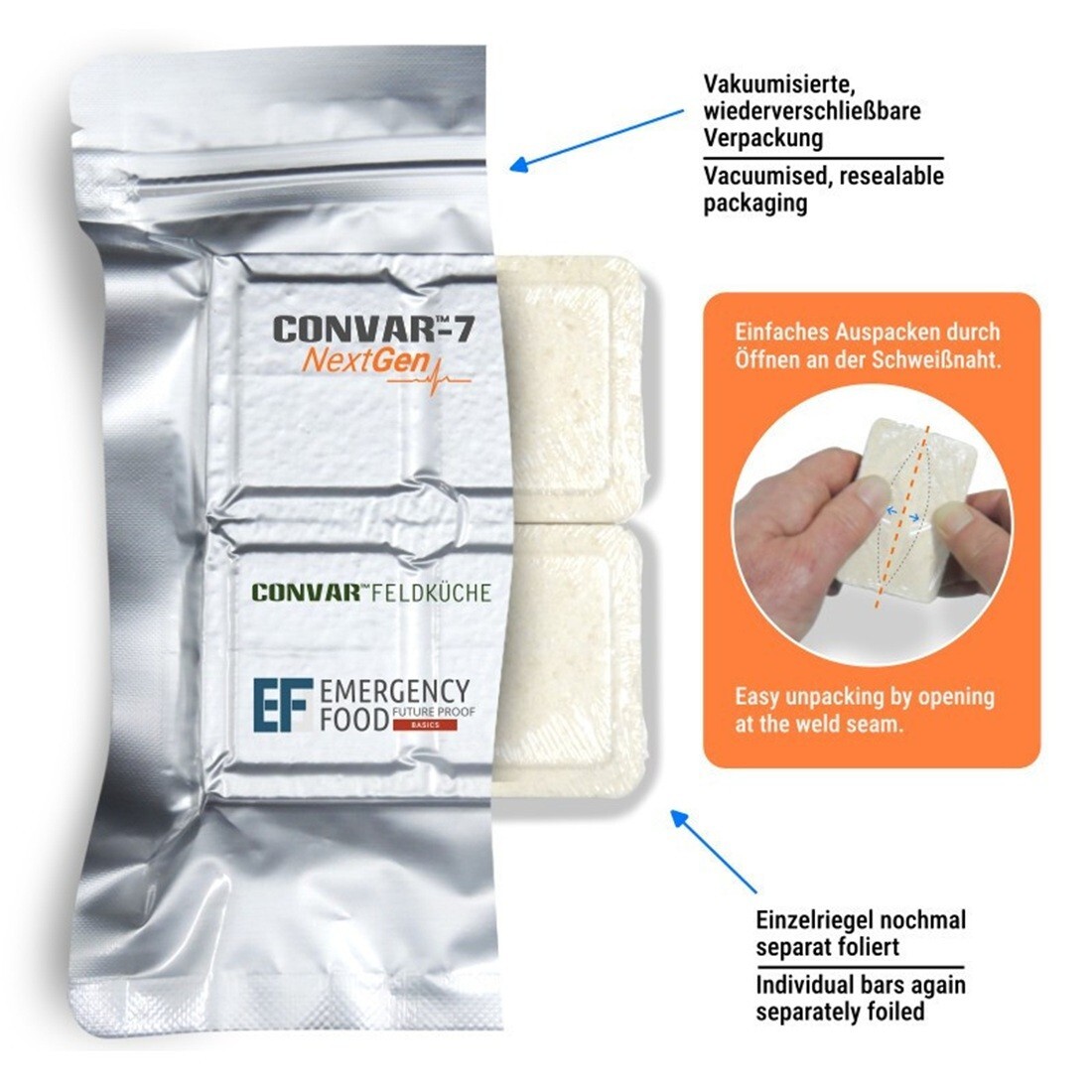 2 Bars Emergency Food Energy Bars CONVAR Vanilla, 120g – Emergency Food