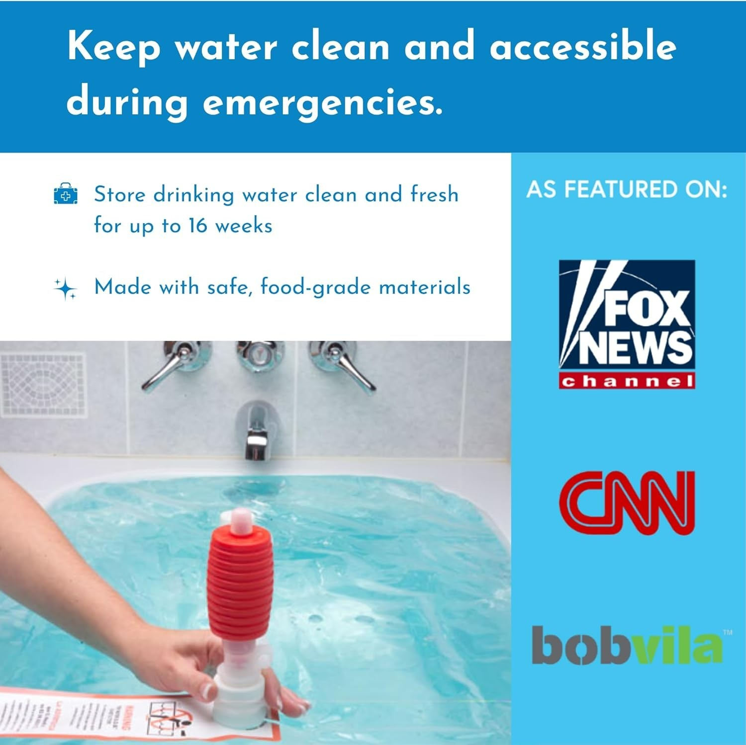Bathtub Emergency Water Storage Bladder Up To 100 Gallon Capacity – Food Grade