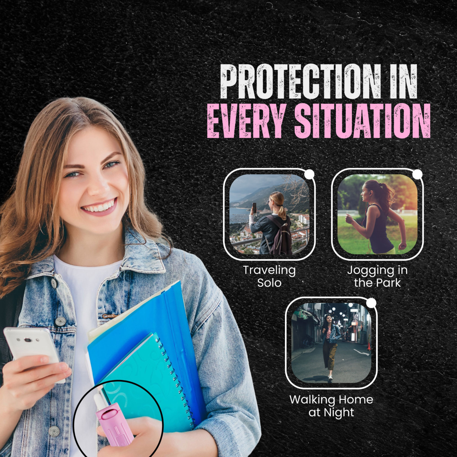 Police Magnum Pink Pepper Spray & Pink Pocket Knife Combo Safety Kit for Women