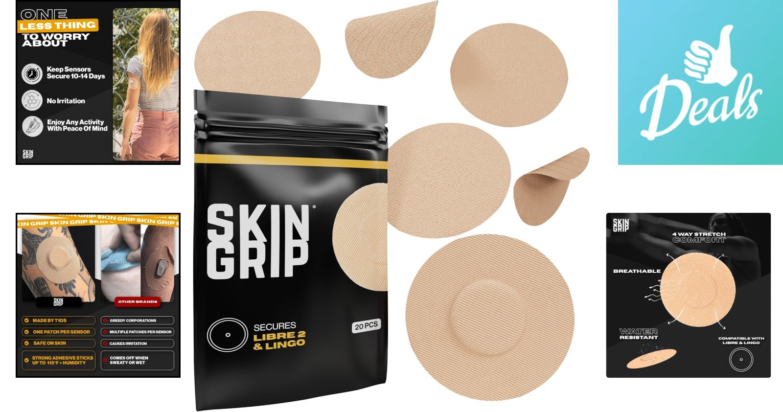 Long-Lasting Freestyle Libre 1 & 2 Cover Patches – Waterproof, Tan, 20 Count