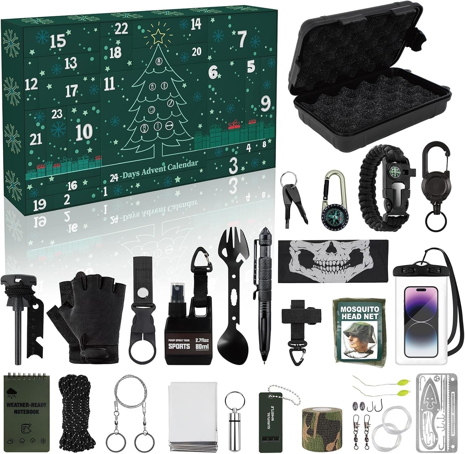 24-in-1 Professional Survival Kit, Emergency Multi-Tool Set For Hiking, Camping