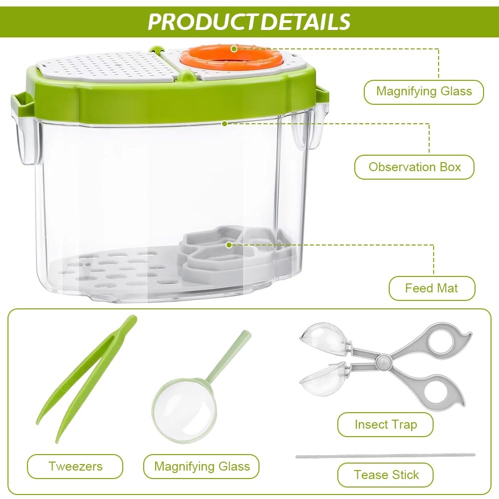 Cup Magnifiers for Kids, Magnifier Insects Collection Box, Kids Toy Adventure Set with…