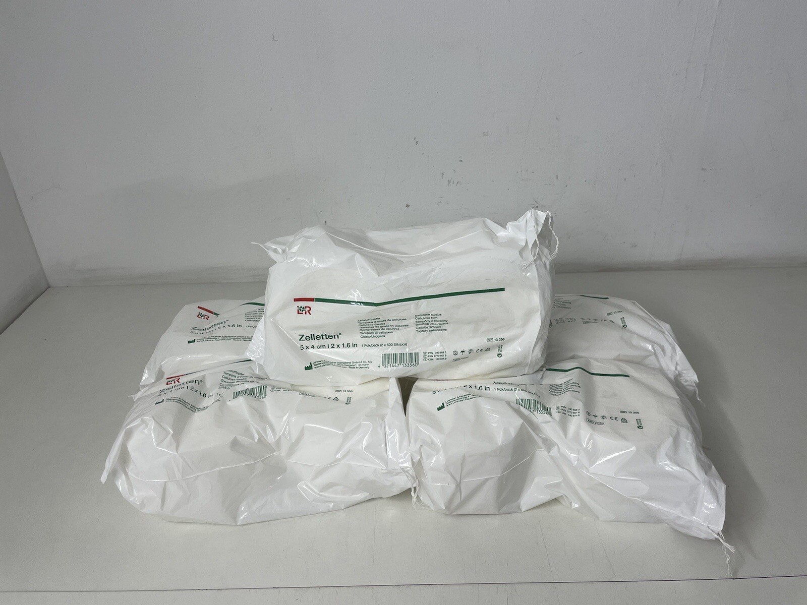 5x L&R Cellulose Pulp Swabs 5x4cm Absorbent 2 Rolls (2×500 Swabs)
