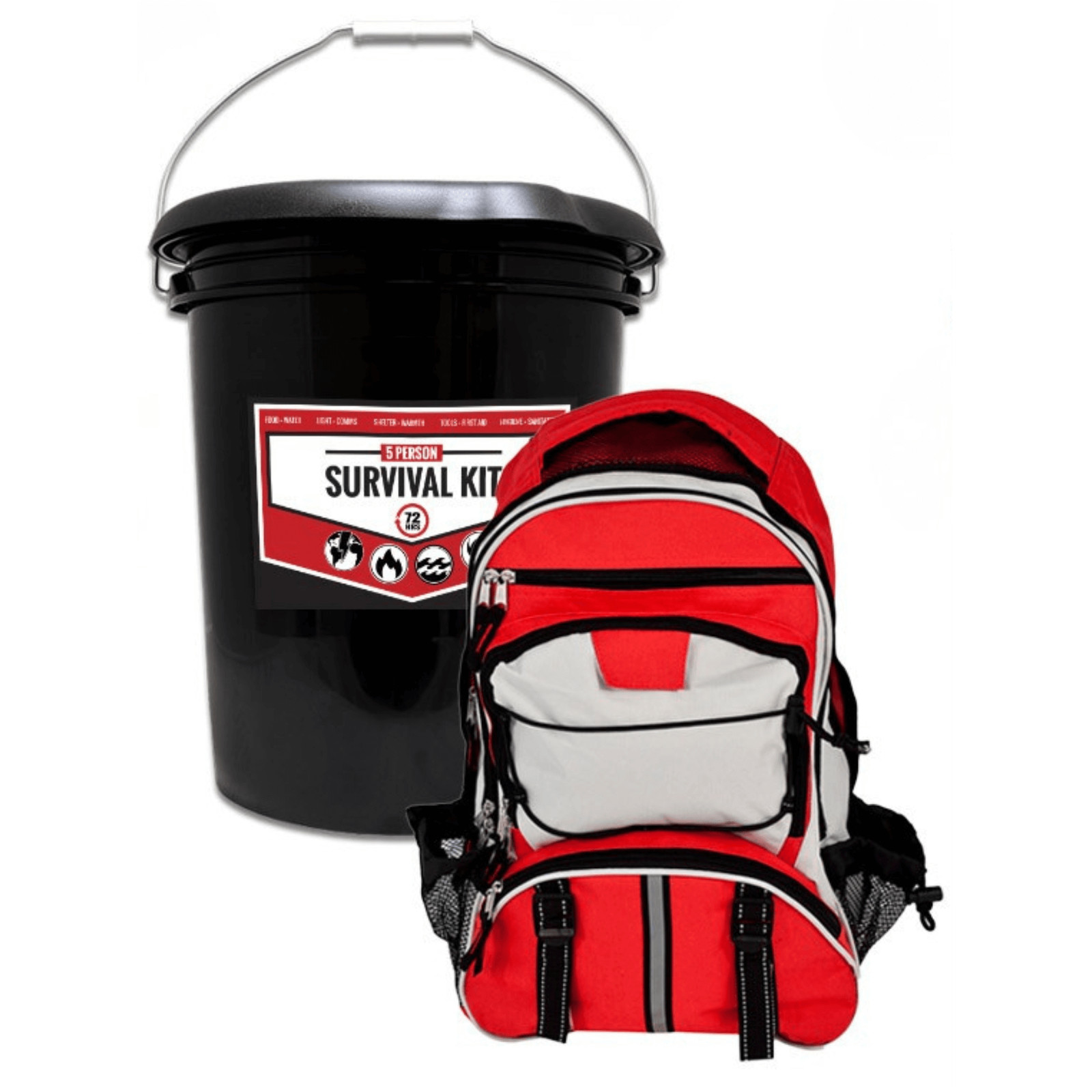 WSK 5-Person 72-Hour Emergency Survival Bucket Kit w First Aid, Food and Water