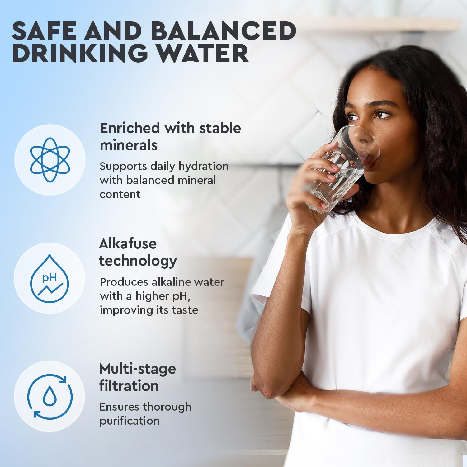 Reverse Osmosis Filter, 5-Stage Replacement Kit without Pump with Alkalizer, Balanced…
