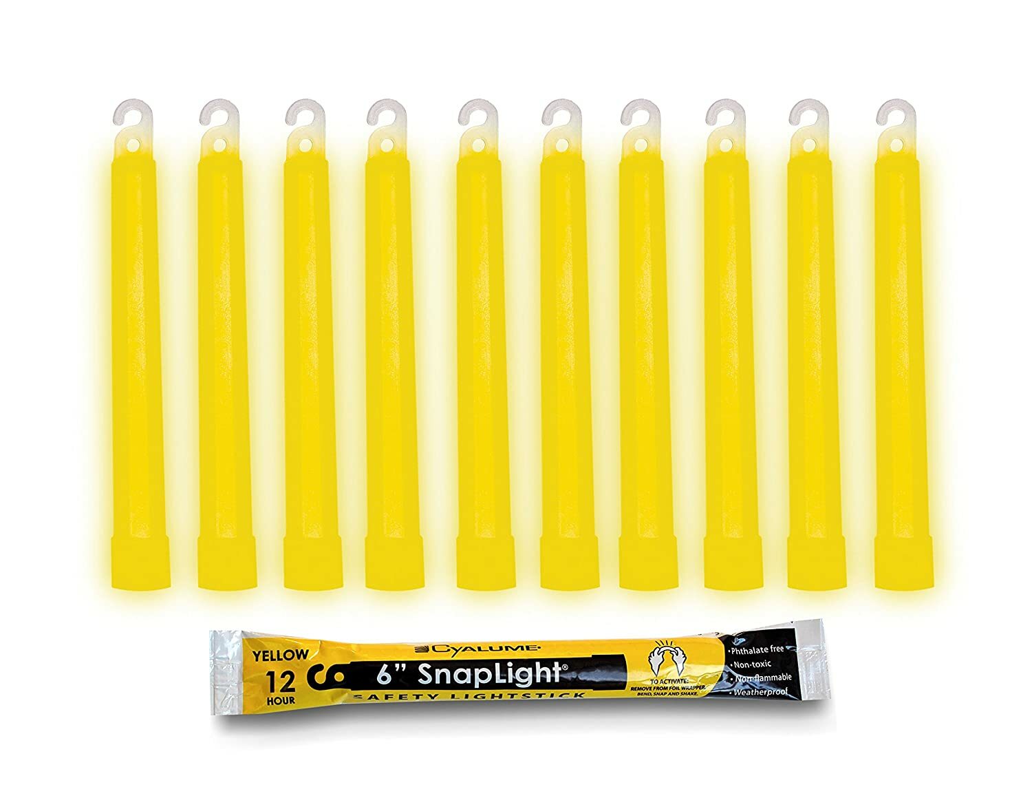 Lot Of 10 Cyalume Yellow 12 HOUR 6″ LIGHT Sticks Prepper BOB EMP SURVIVAL EX2024