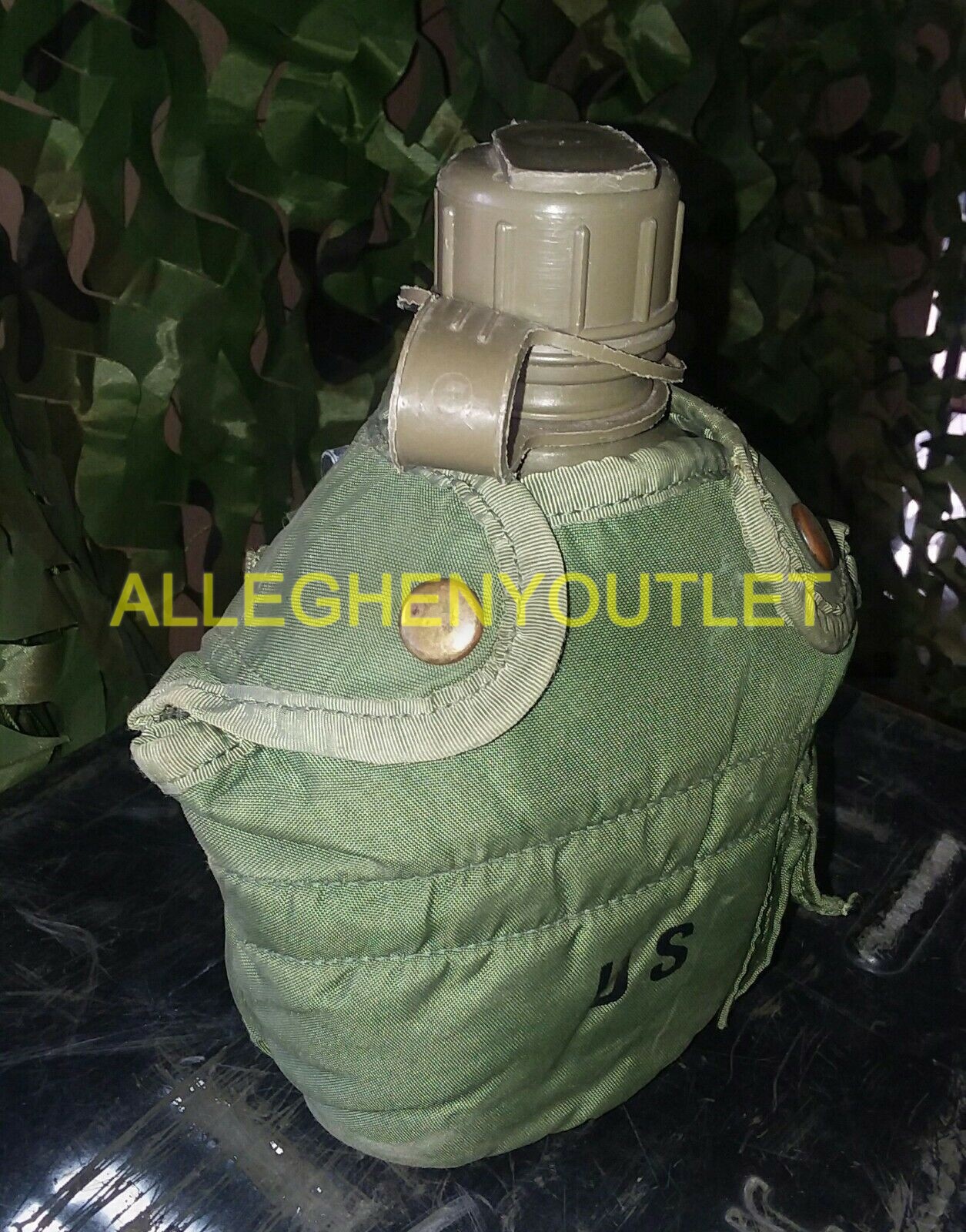 GENUINE US MILITARY SET 1 QUART QT CANTEEN w/ M1 NBC CAP AND COVER OD USGI VGC