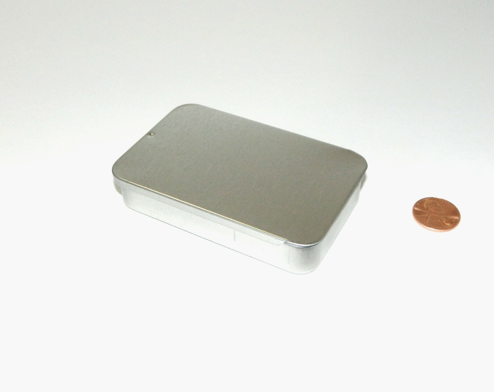 3 3/8 x 2 1/8 x 5/8 in Shallow Rectangular Slide Top Lid Tin Box Container x 7