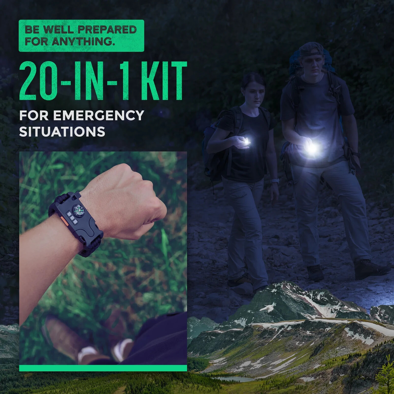Survival Kit for Disaster, Tactical Tools, Outdoor Hiking, Camping, & Adventures