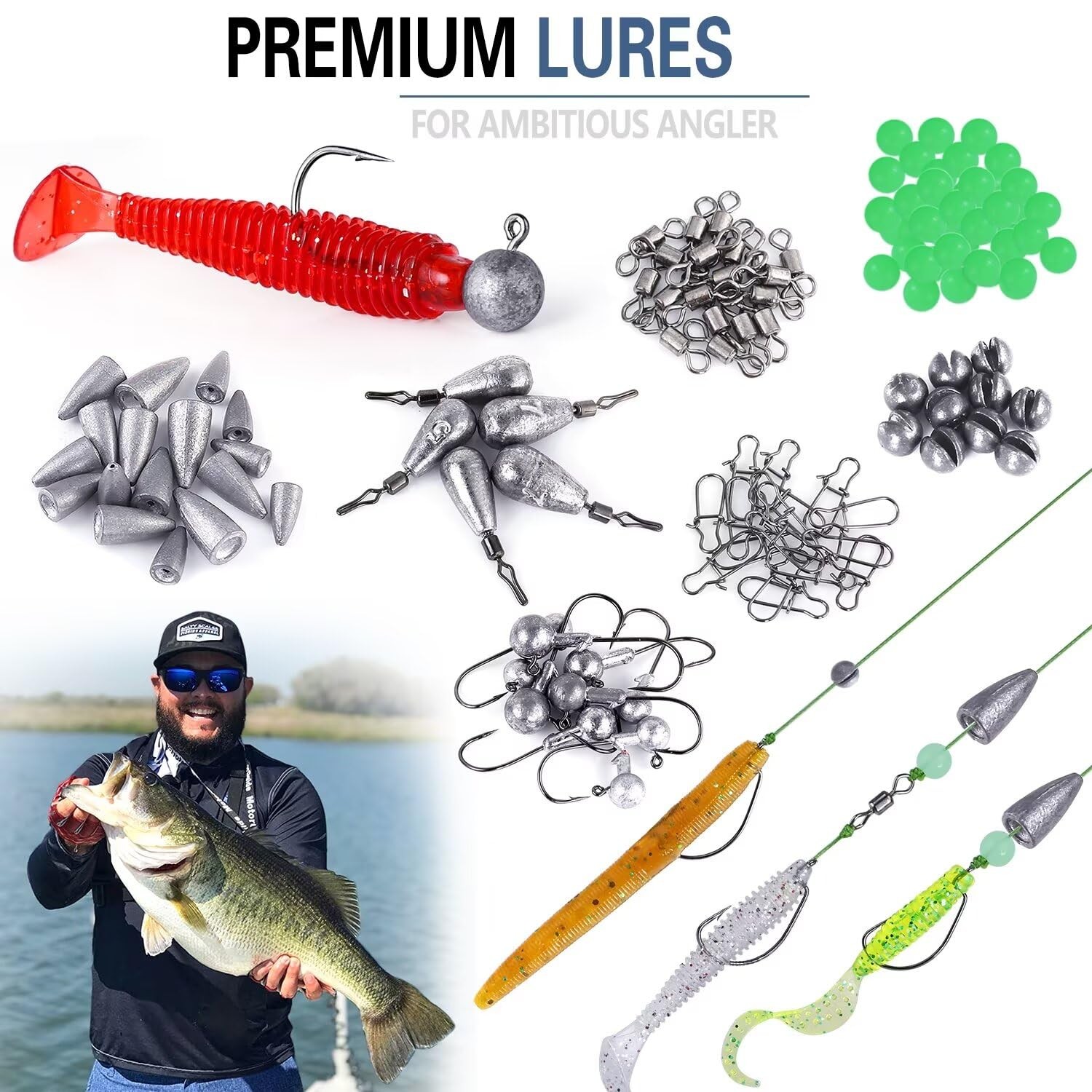 PLUSINNO 302Pcs Fishing Lures, 7.9″ x 4.5″ x 2.6″, Lures Kit