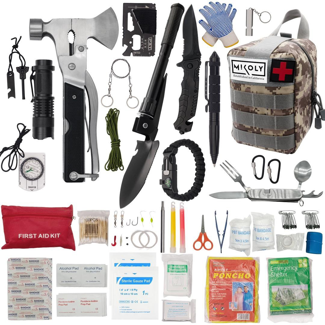 MIKOLY Emergency Survival Kit and First Aid Kit 142Pcs Professional Gear CAMO